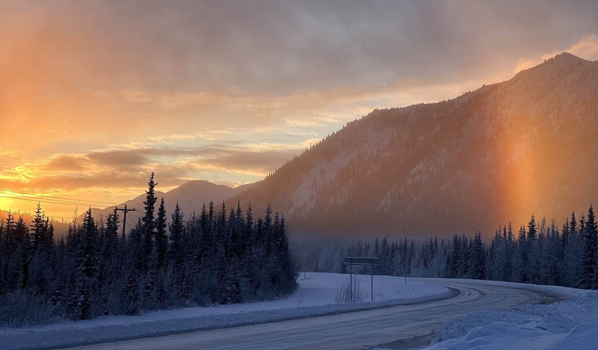 sunset winter landscape